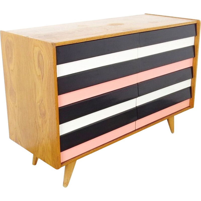 Vintage striped chest of drawers by Jiri Jiroutek, 1960s