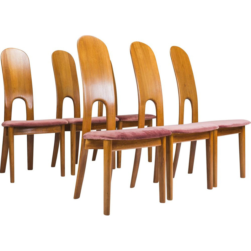 Ensemble de 6 chaises à manger en teck danois vintage par Koefloeds Hornslet, 1970