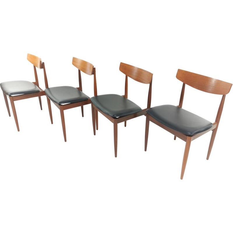 Ensemble de 4 chaises vintage de salle à manger G Plan Kofod Larsen 1960