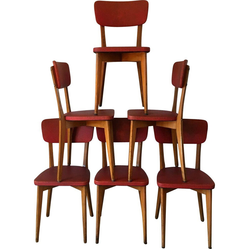 Set of 6 vintage Luterma chairs, 1950