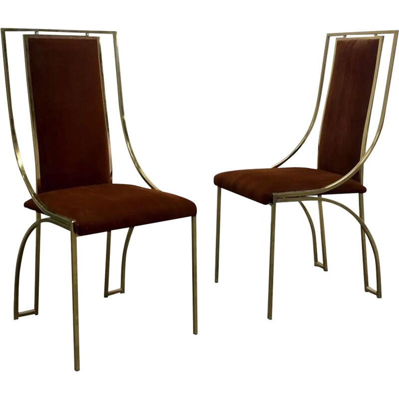 Pair of vintage chairs in gold metal 1970