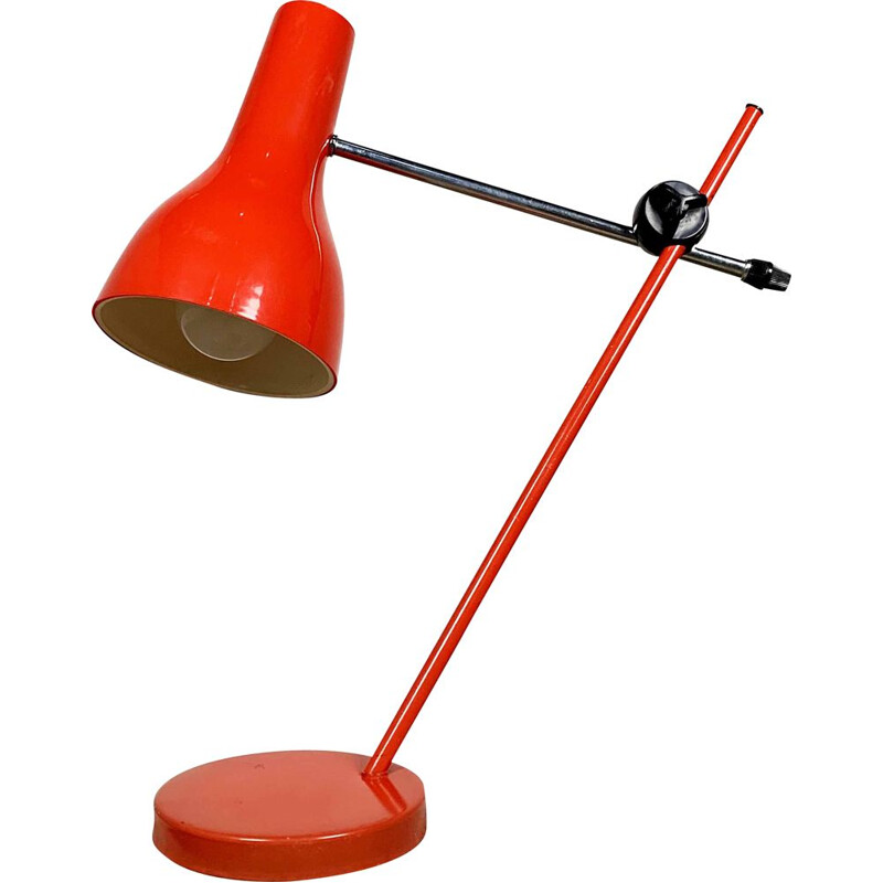 Vintage Red Metal Table Lamp, 1960s