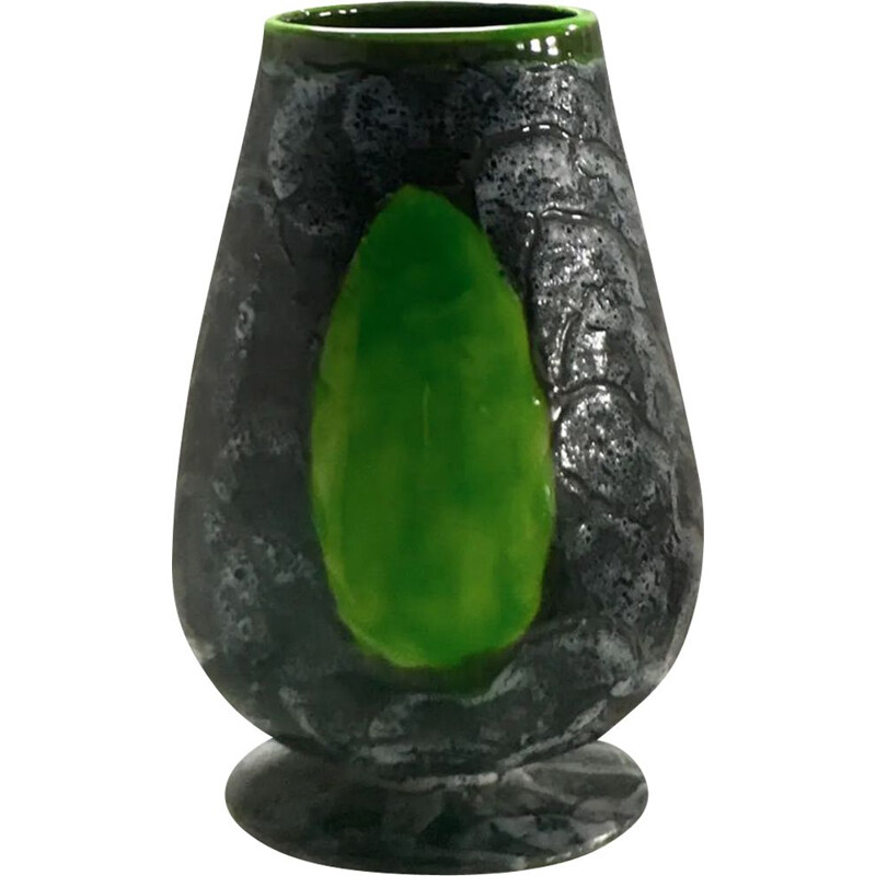 Vaso vintage in ceramica verde, 1960