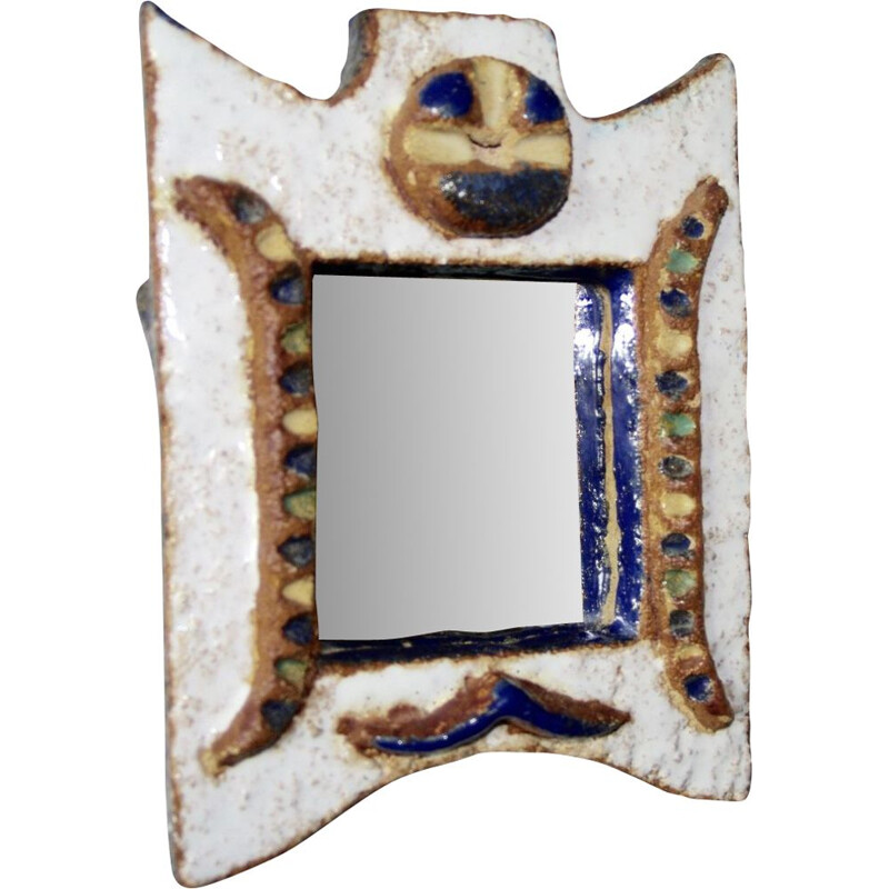 Vintage ceramic mirror by Les Argonautes, 1960