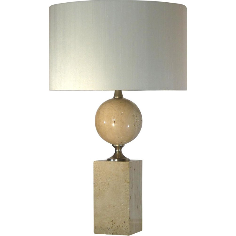 Vintage lamp in travertine by Philippe Barbier, 1970s