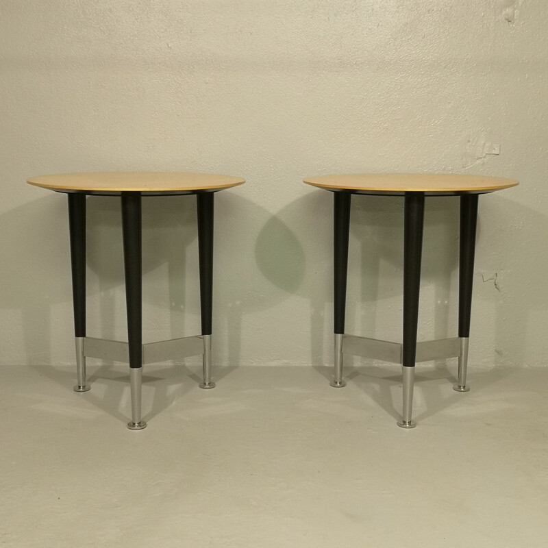 Pair of vintage pedestal tables by Michel Boyer, 1990