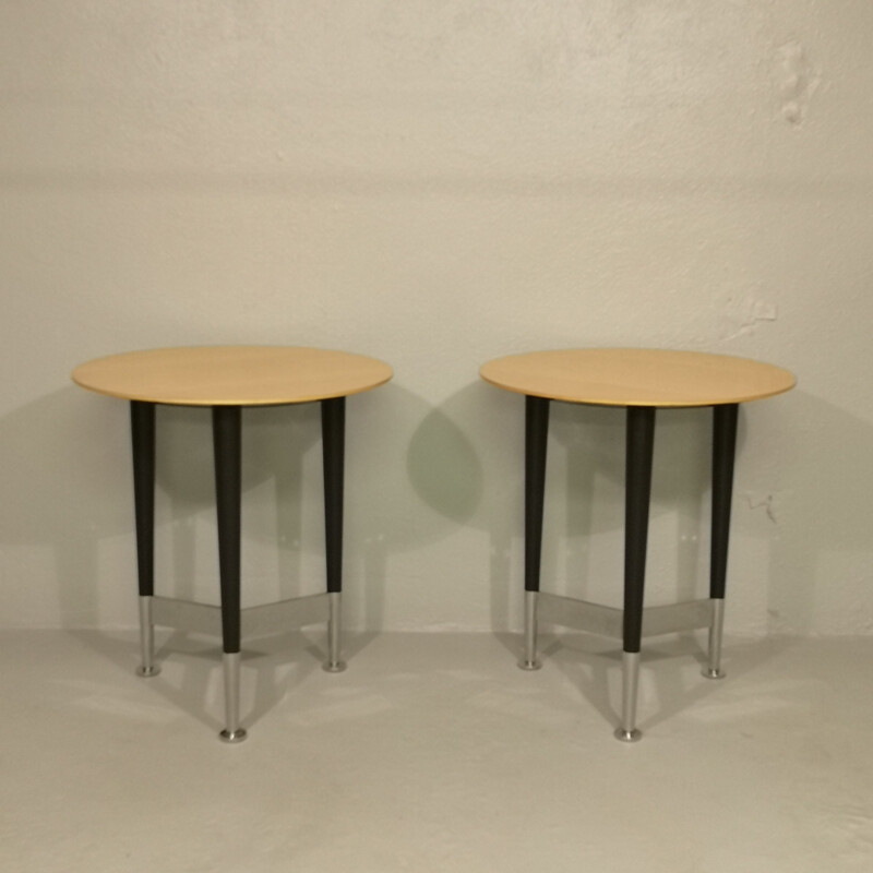 Pair of vintage pedestal tables by Michel Boyer, 1990
