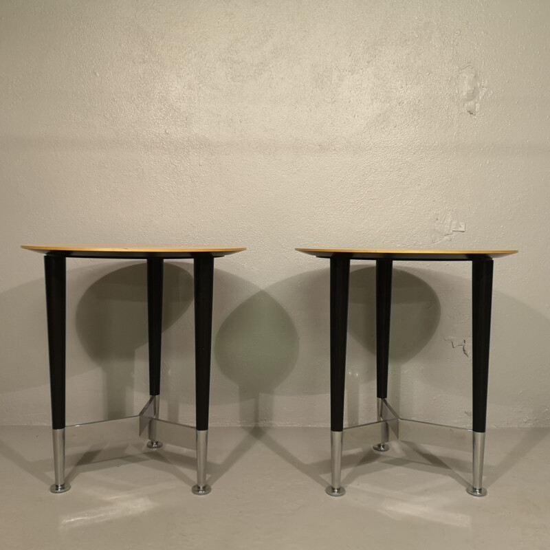 Pareja de mesas con pedestal vintage de Michel Boyer, 1990