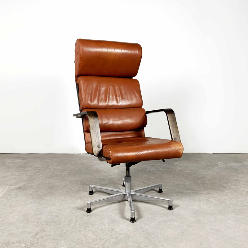 Vintage leather office chair by Yrjö Kukkapuro for Haimi, 1970s