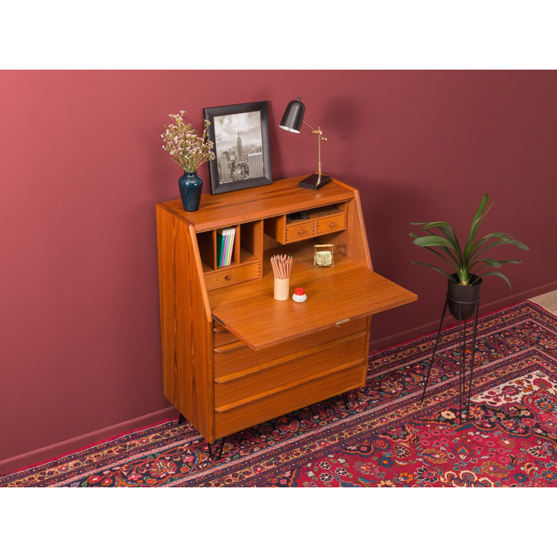 Bureau secrétaire vintage en placage de teck, 1960