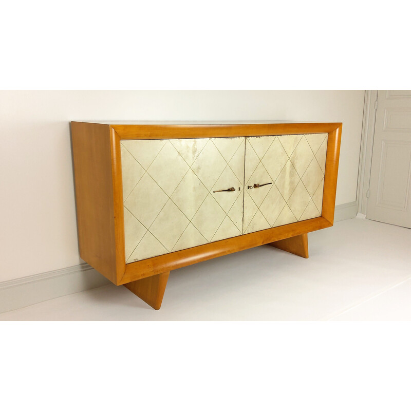 Vintage sycamore sideboard by Suzanne Guiguichon 1950