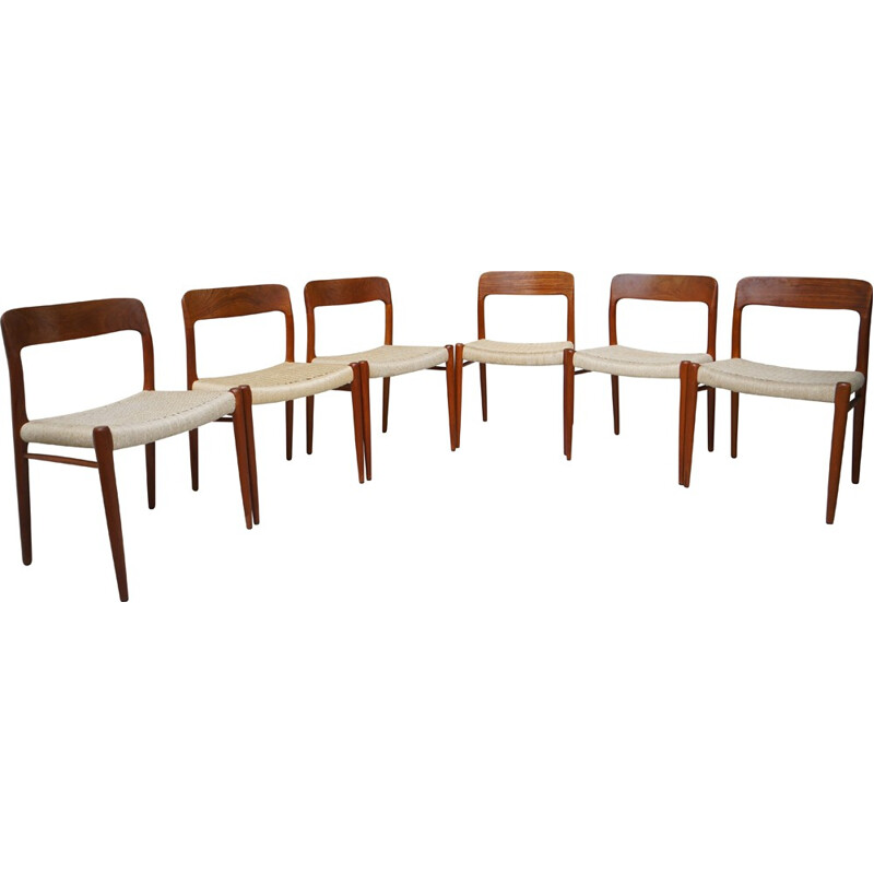 Ensemble de 6 chaises scandinaves JL Mollers Mobelfabrik, N O MOLLER - 1950