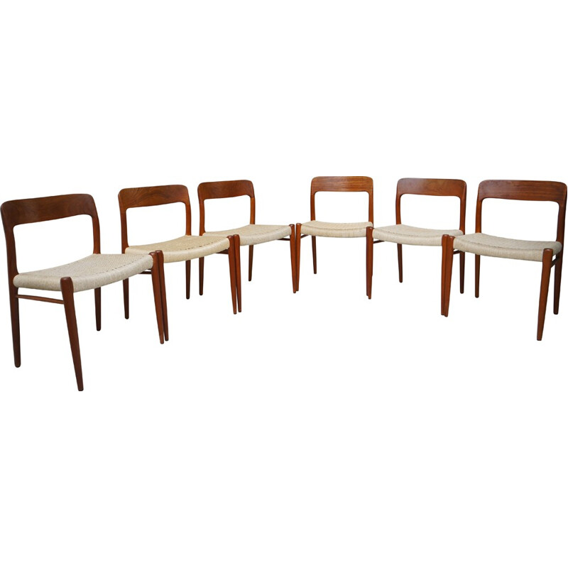 Set of 6 Scandinavian Mollers Mobelfabrik dining chairs, N O MOLLER - 1950s