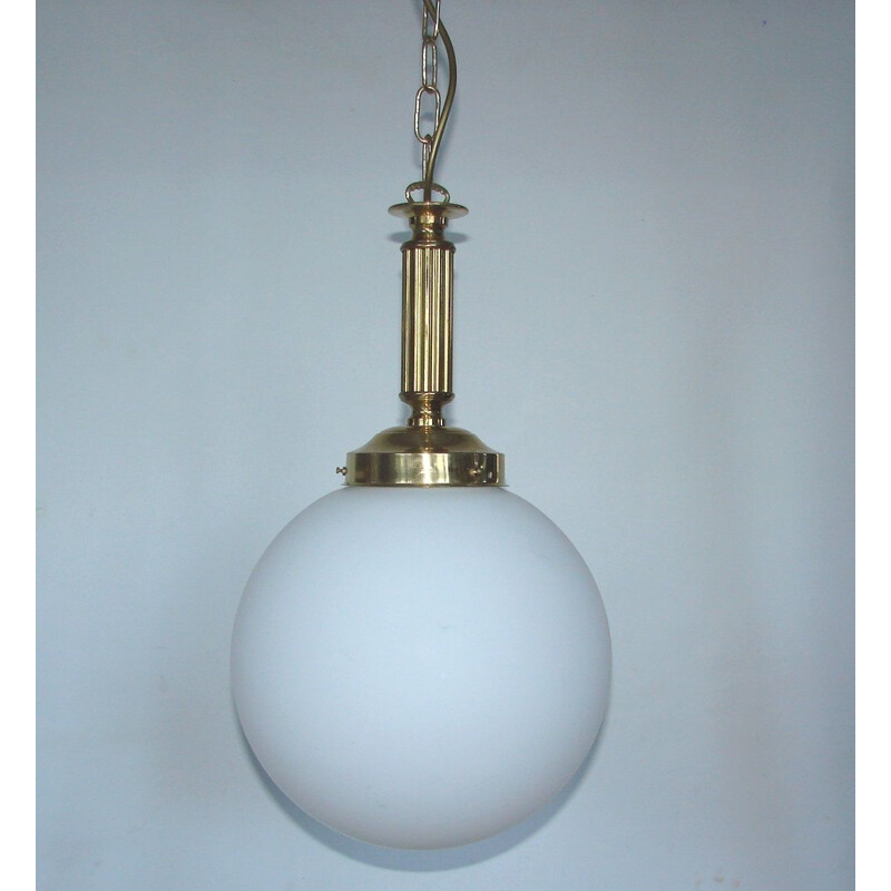 Vintage brass and glass pendant lamp, 1960