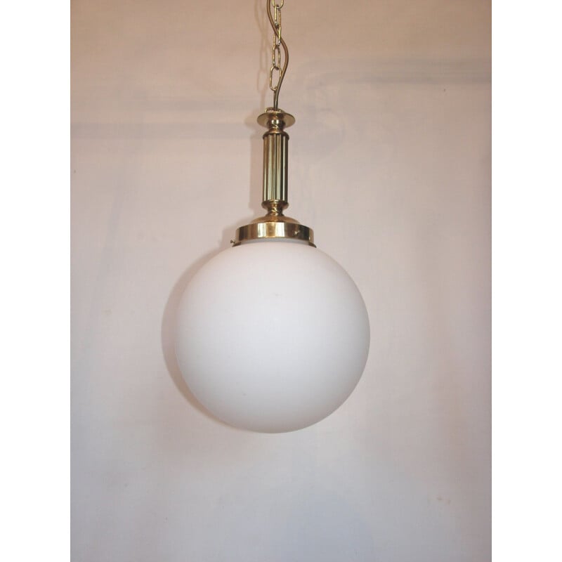 Vintage brass and glass pendant lamp, 1960