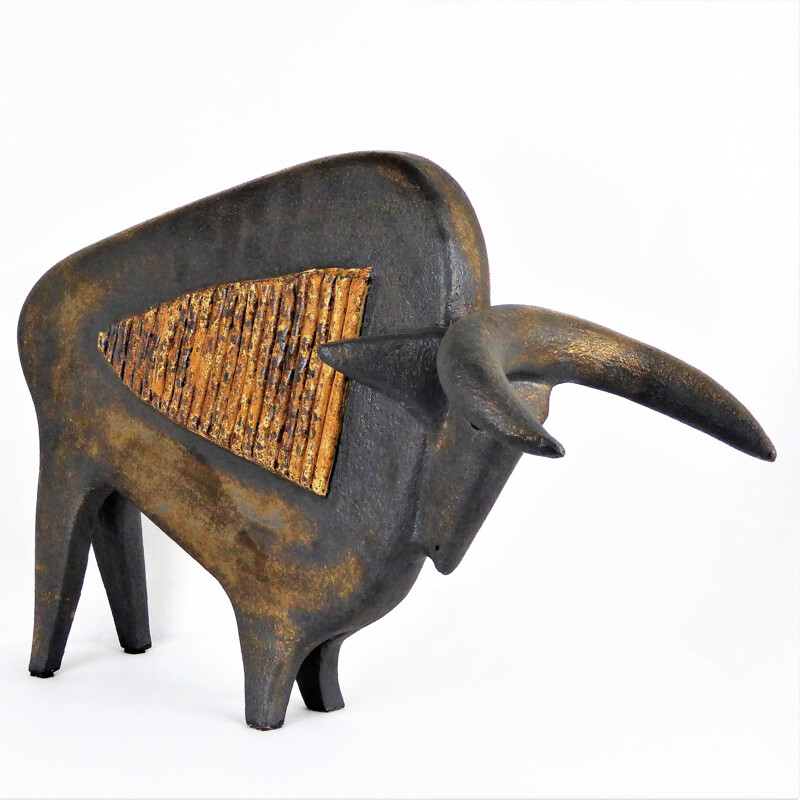 Toro" de cerámica vintage de Dominique Pouchain