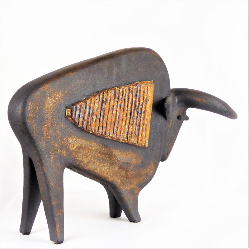 Toro" de cerámica vintage de Dominique Pouchain