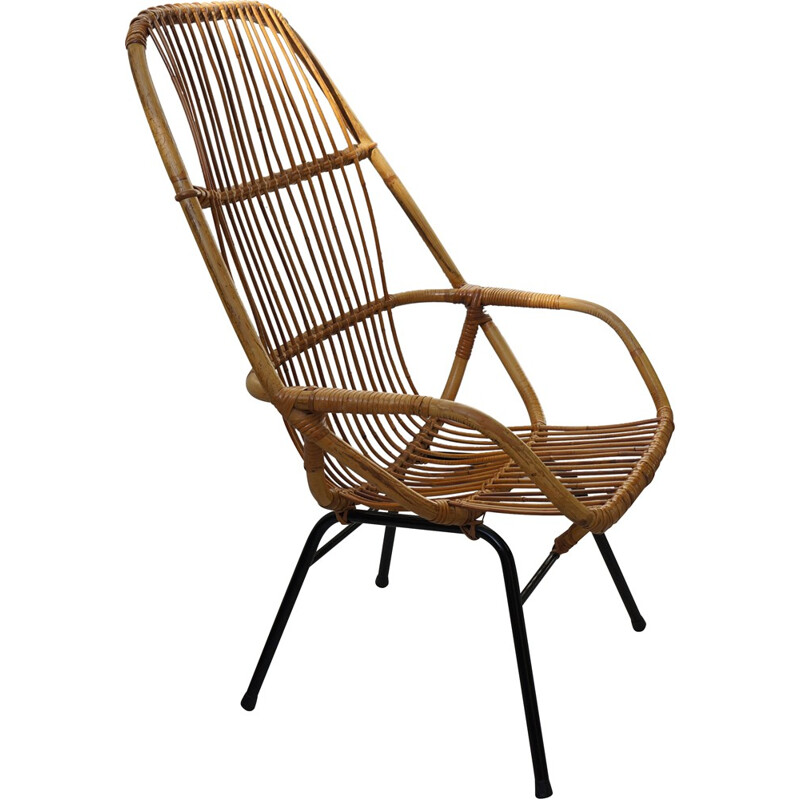Gebr. Jonkers lounge chair in rattan,  Dirk Van SLIEDREGT - 1950s
