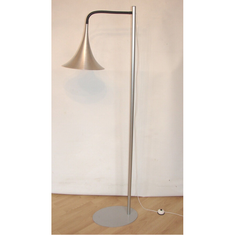 Vintage aluminium and metal floor lamp, 1980