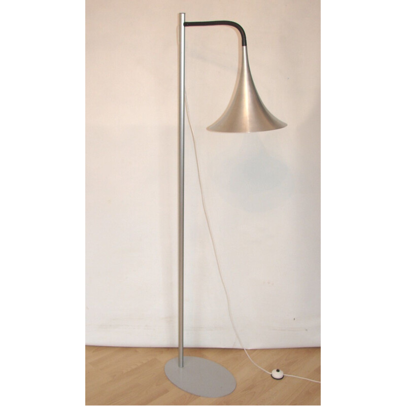 Vintage aluminium and metal floor lamp, 1980