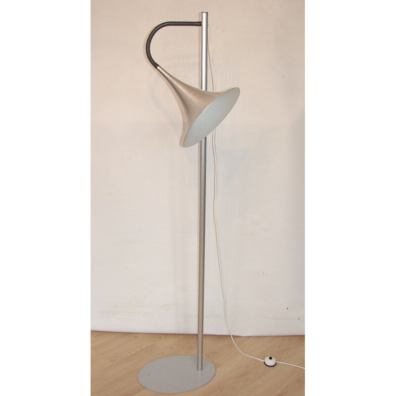 Vintage aluminium and metal floor lamp, 1980