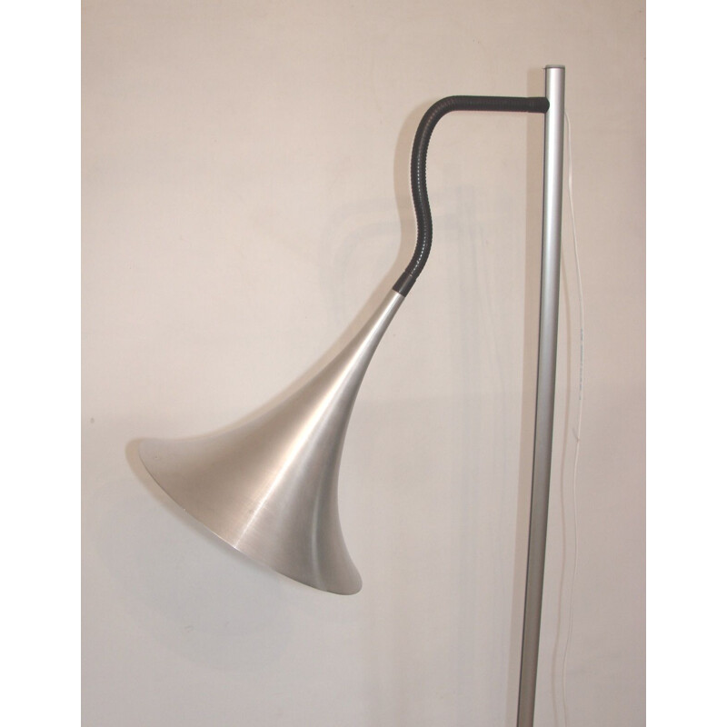 Vintage aluminium and metal floor lamp, 1980