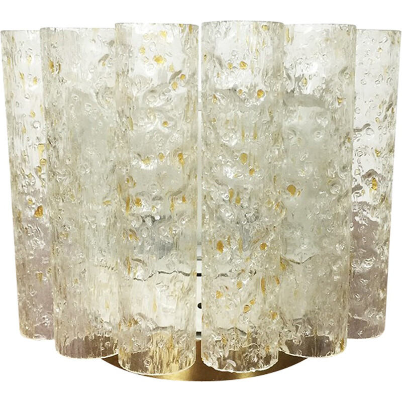 Vintage glass and metal wall lamp by Doria, Germany 1960