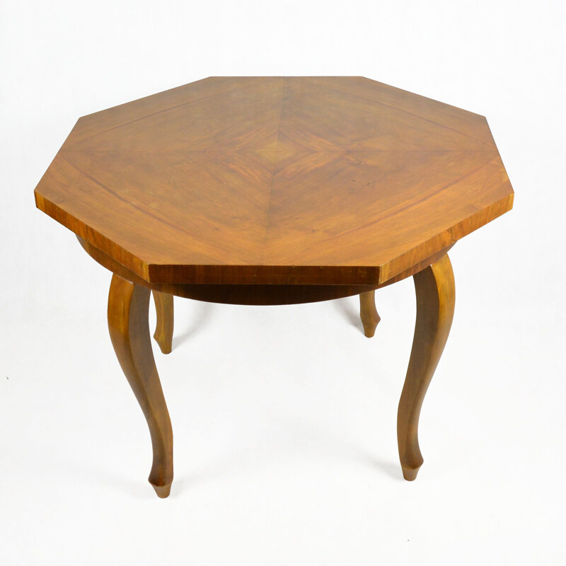 Vintage octagonal chippendale table, France, 1930