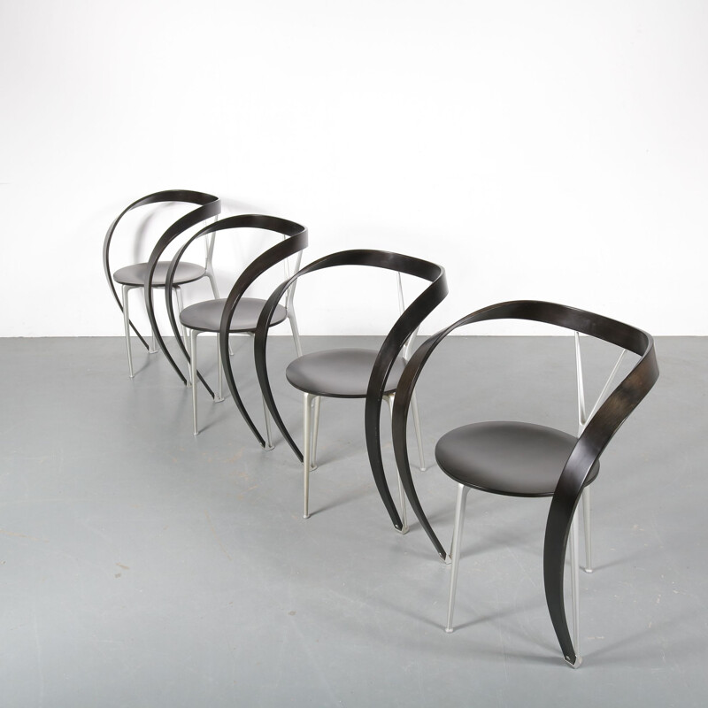 Set of 4 "Revers" chairs by Andrea Branzi for Cassina, Italy 1990