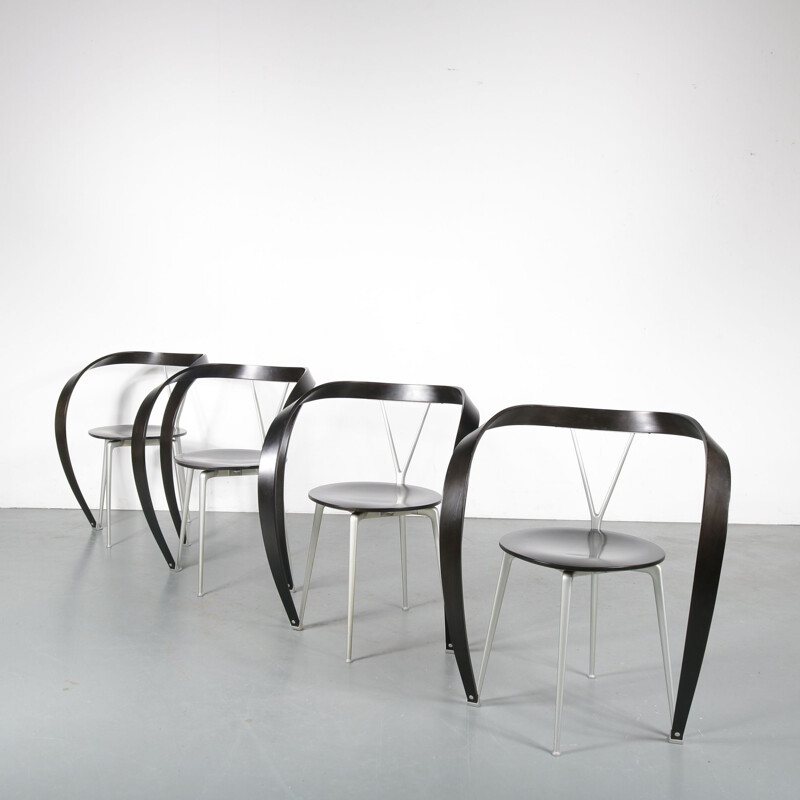 Set of 4 "Revers" chairs by Andrea Branzi for Cassina, Italy 1990
