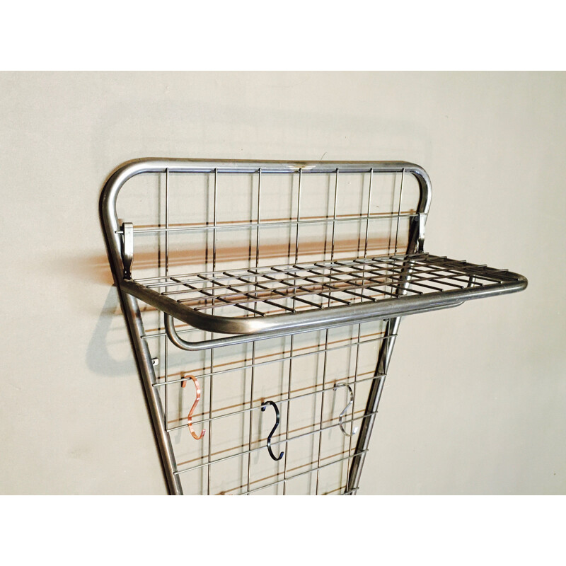 Vintage industrial metallic coat rack 1960