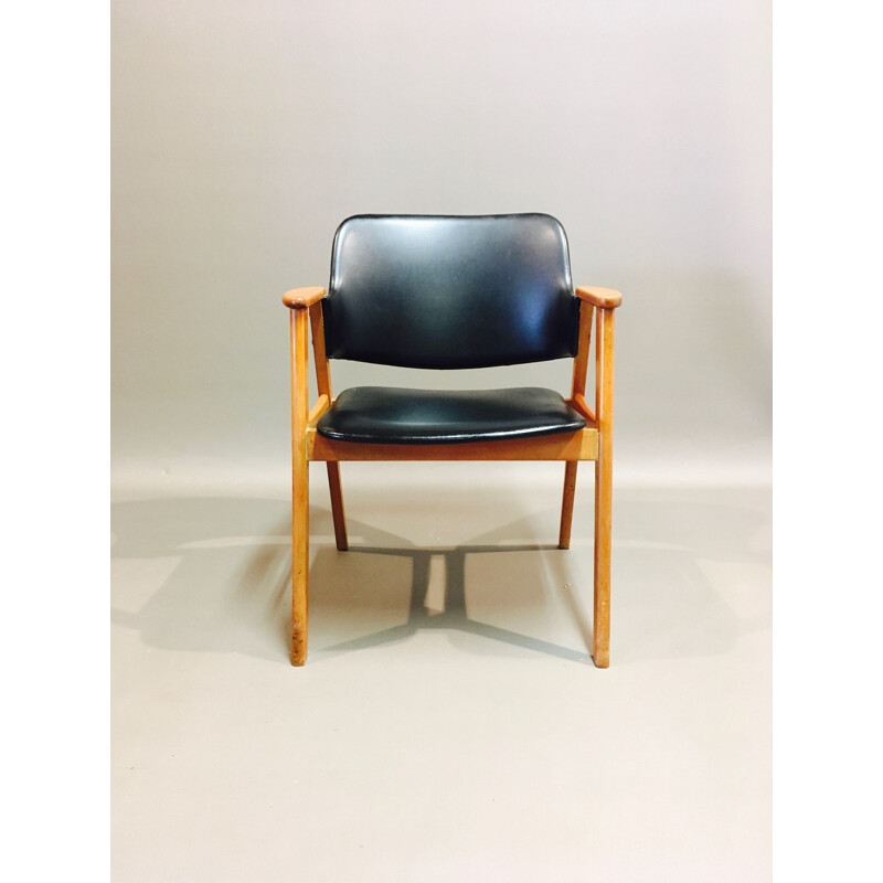 Scandinavian design black vintage armchair by Erick Buck 1960