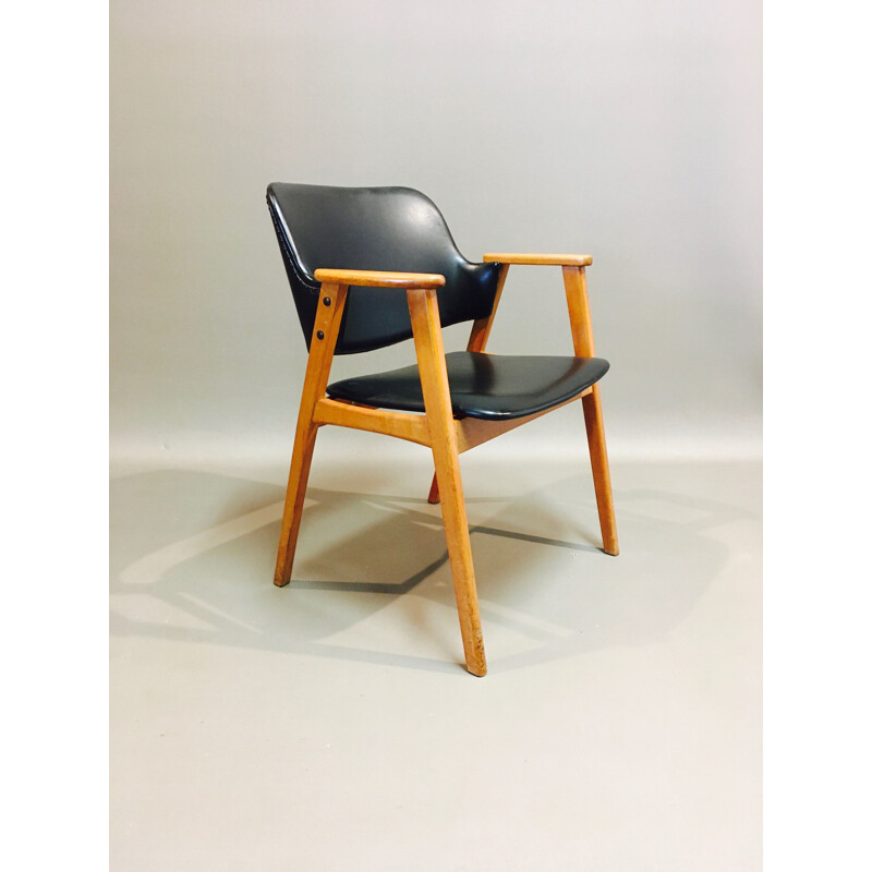 Scandinavian design black vintage armchair by Erick Buck 1960