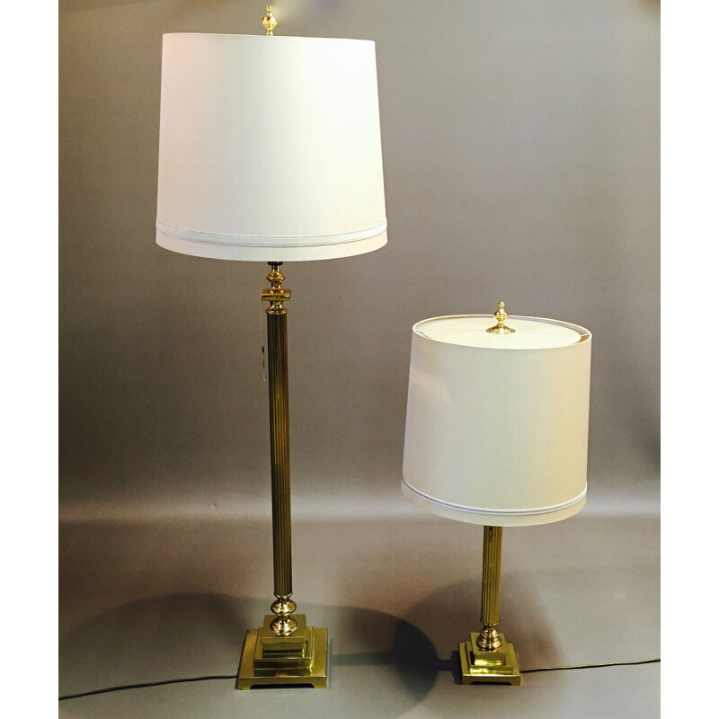 Vintage pair of floor lamp and matching lamp 1960