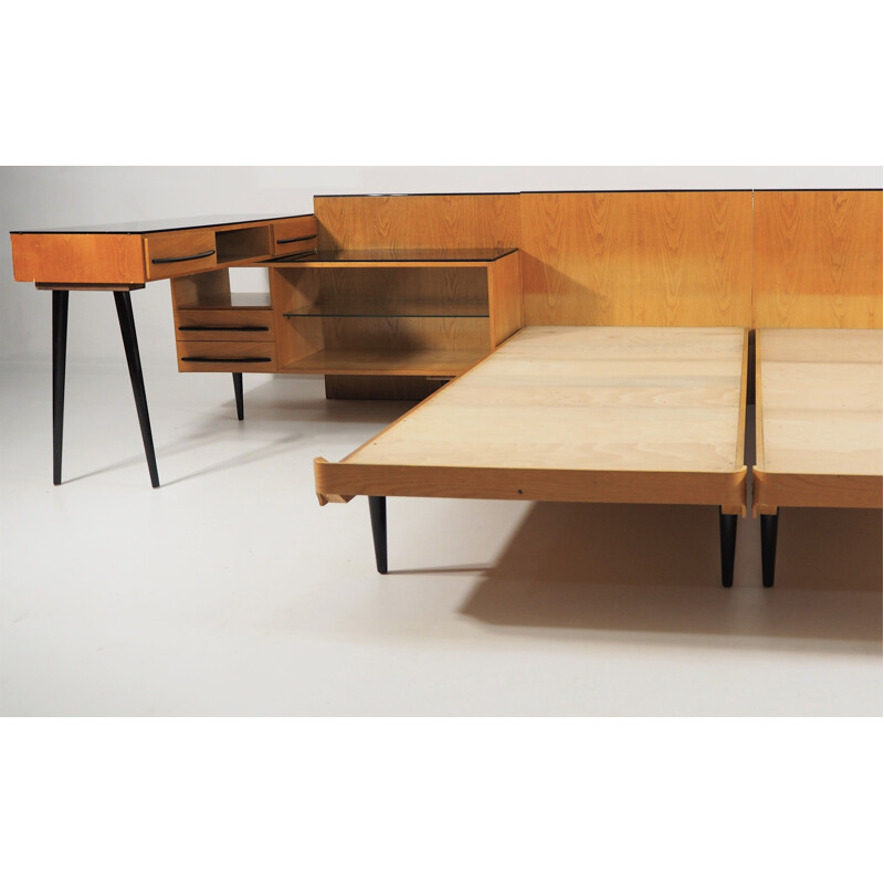 Vintage Bed and Desk Set by Jindřich Halabala for UP Závody, 1960s