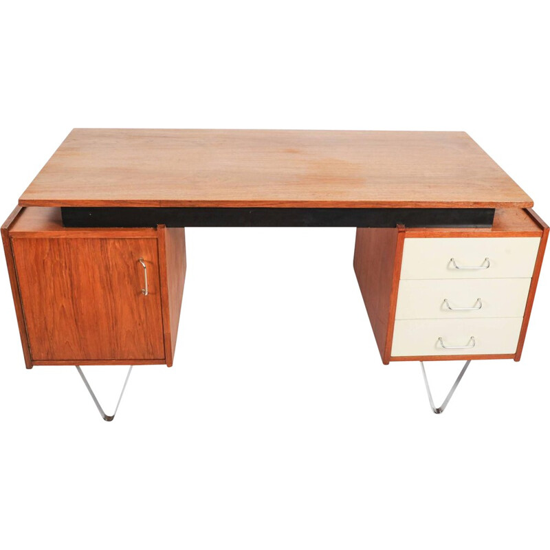 Pastoe teak and steel desk, Cees BRAAKMAN - 1952