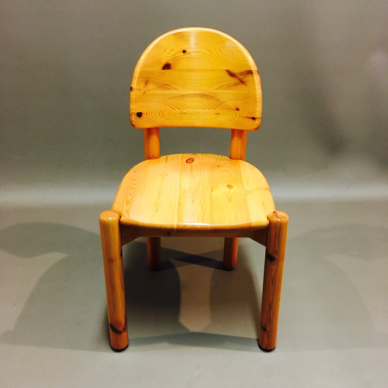 Ensemble de 4 chaises et 2 fauteuils en pin massif par Rainer Daumiller 1970