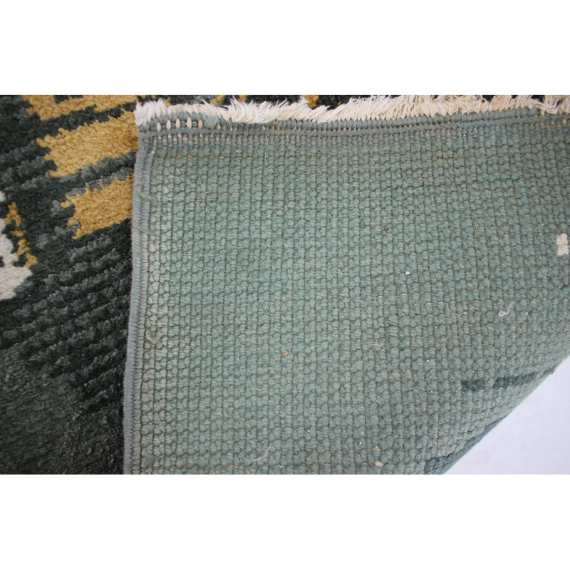 Tapis vintage vert en laine , 1950