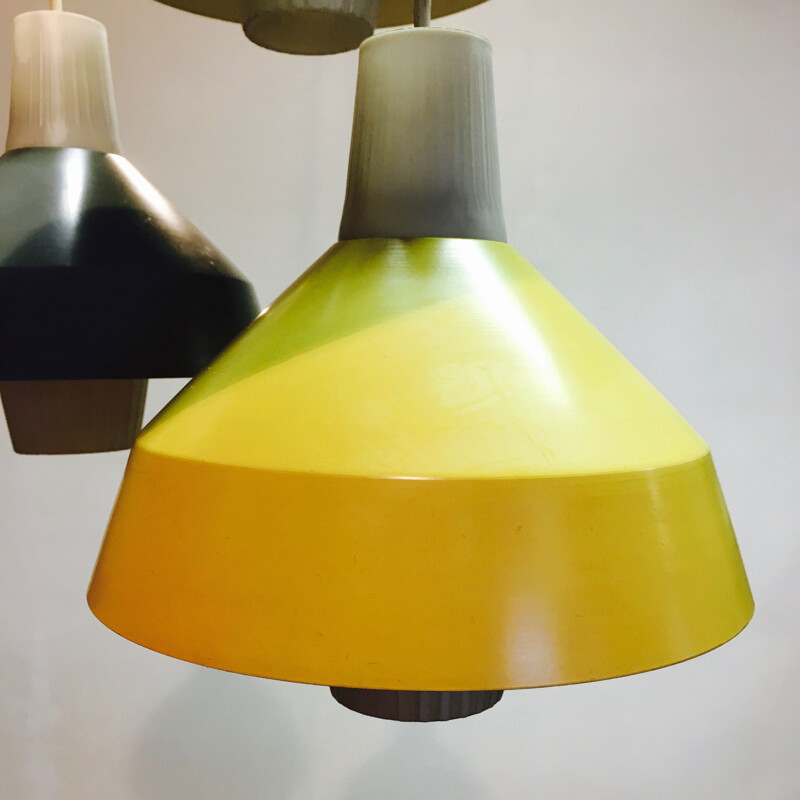 Grande suspension vintage à 5 luminaires, 1950