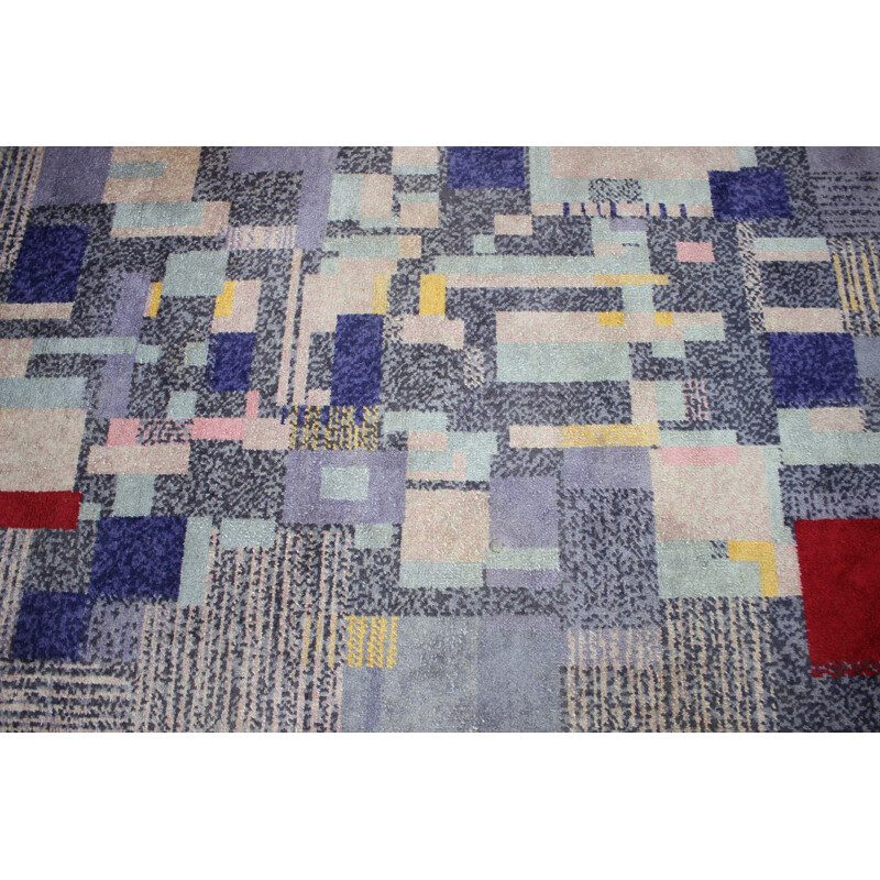 Vintage rug with geometric patterns, Czechoslovakia 1950