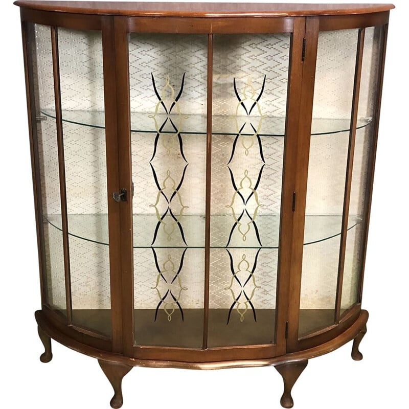 Vintage walnut display cabinet, Art Deco style, 1930