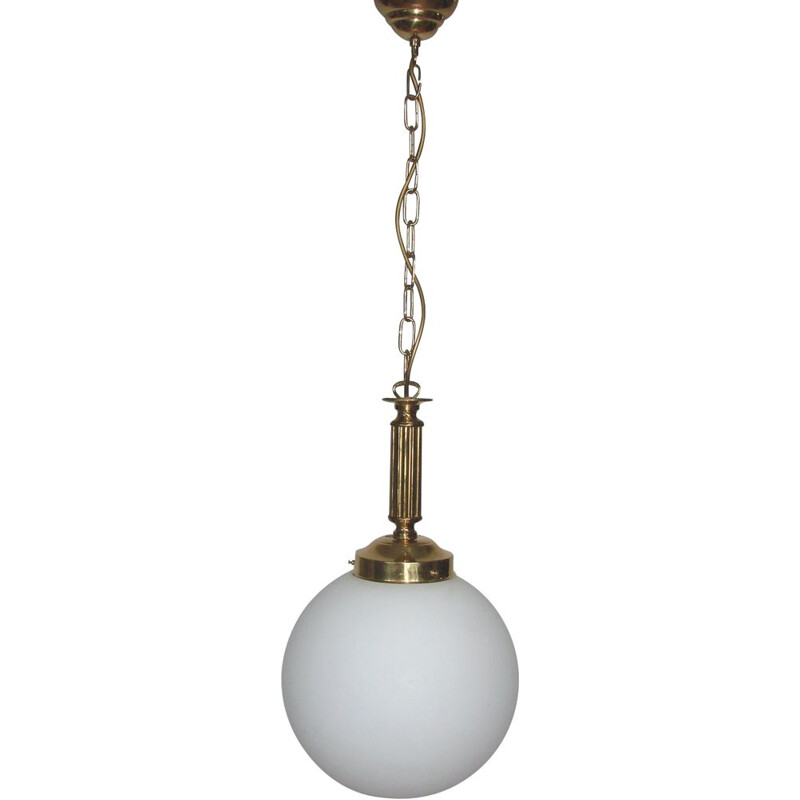 Vintage brass and glass pendant lamp, 1960