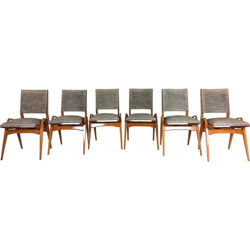 Set of 6 vintage chairs by Maurice Pré 1950