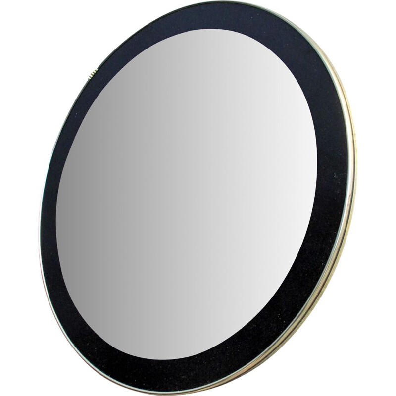 Vintage round mirror with black frame 1960s