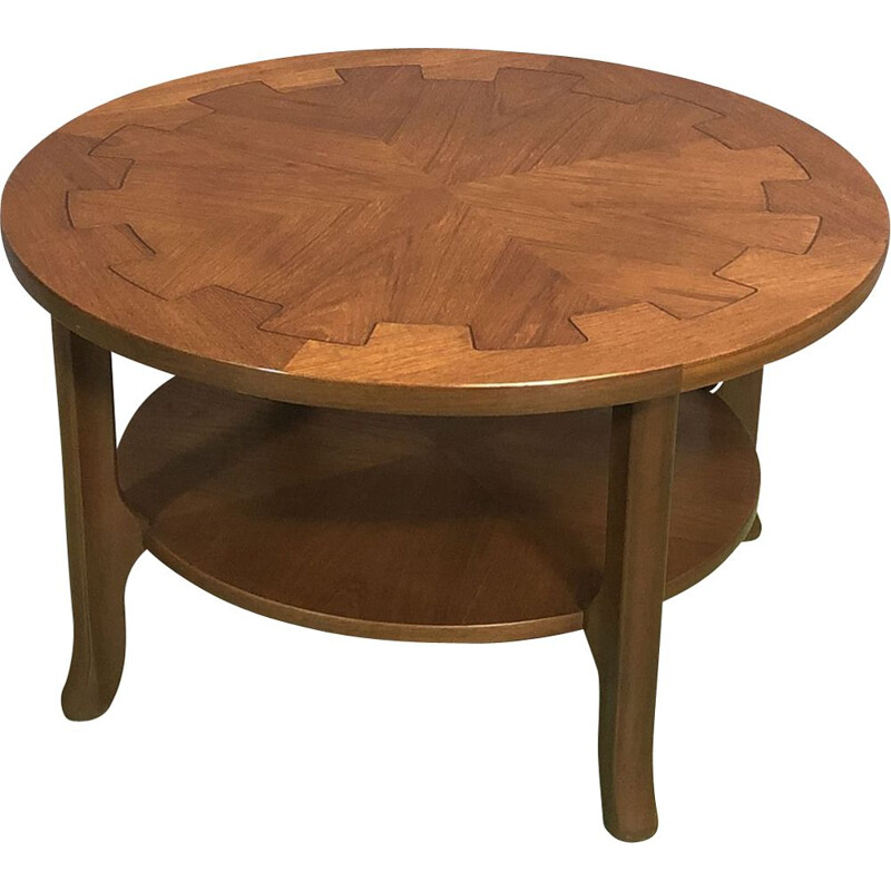 Vintage round coffee table in teak 1970