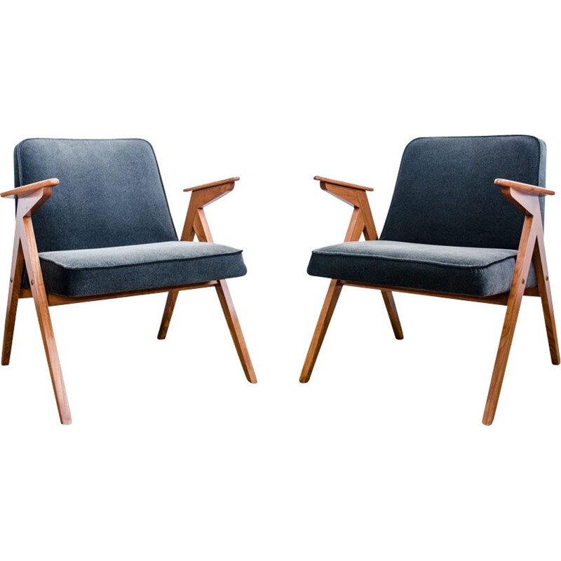 Pair of vintage Type 300-177 "Bunny" armchairs, Poland, 1970 