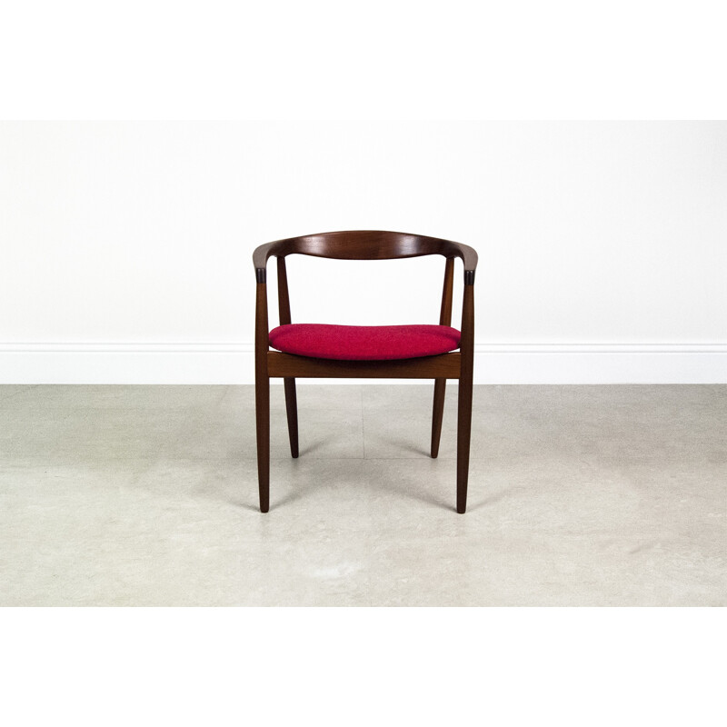 Vintage "troja" round chair in teak and wool , Kai KRISTIANSEN - 1960s