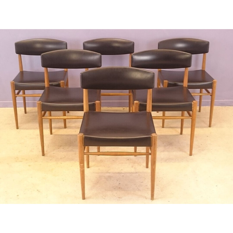 Ensemble de 6 chaises vintage scandinaves en hêtre, 1950