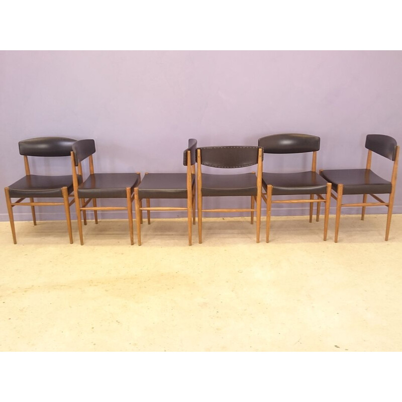 Set of 6 Scandinavian vintage beech chairs, 1950