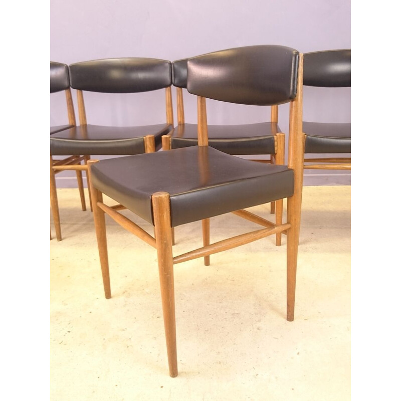 Set of 6 Scandinavian vintage beech chairs, 1950